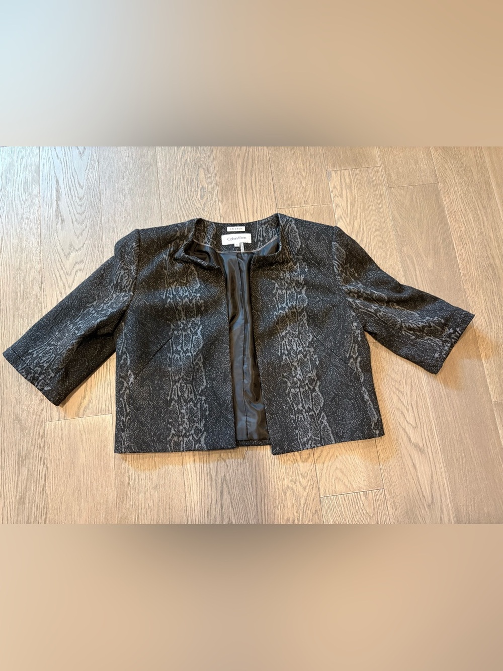 Black and grey snake skin style print Cropped Jacket - Calvin Klein